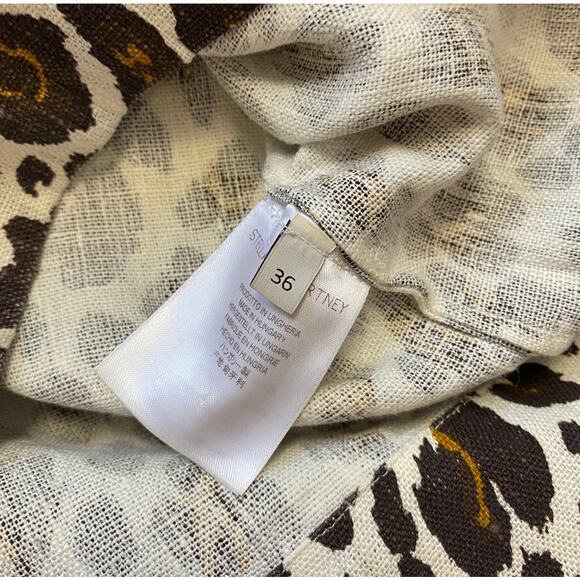 Stella McCartney Linen Leopard Print Oversized Short Sleeve Top - Picture 4 of 5